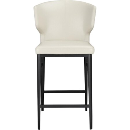 Moes Home Collection Delaney Counter Stool in Beige Leatherette on Steel Legs EJ-1022-34